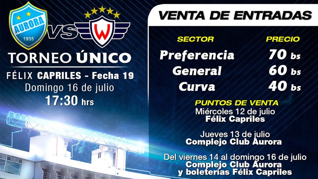 Club Aurora - La venta de entradas Aurora vs Guabirá